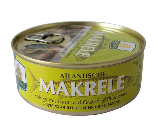 Bering Maquereau en huile de colza – morceaux avec peau et arêtes, 240 g