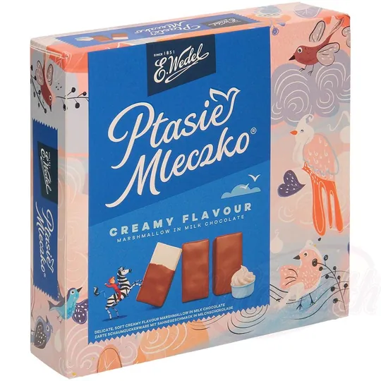E. Wedel Ptasie Mleczko Smietankowe – mousse au goût de crème enrobée de chocolat au lait