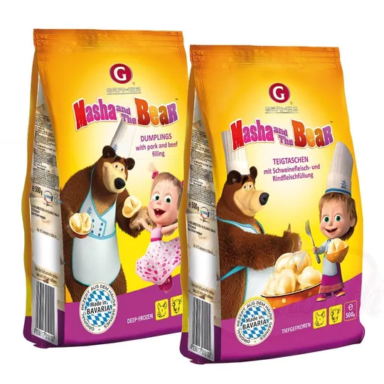Masha and The Bear – Pelmeschki Maljutki farcis au porc et au bœuf, surgelés