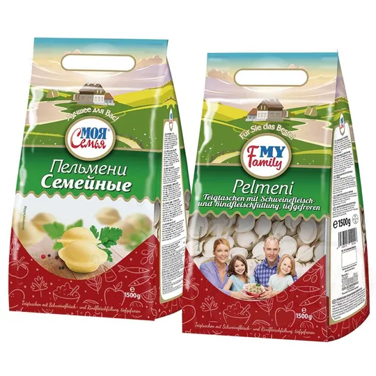 Moja Semja Pelmeni "Semejnye" - Chaussons farcis au porc et au bœuf, surgelés