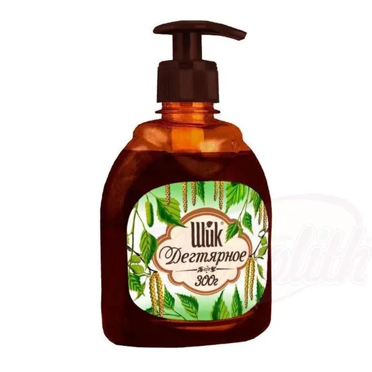 Shik Savon liquide au goudron – Savon « Degtyarnoye » avec pompe distributrice, 300 ml