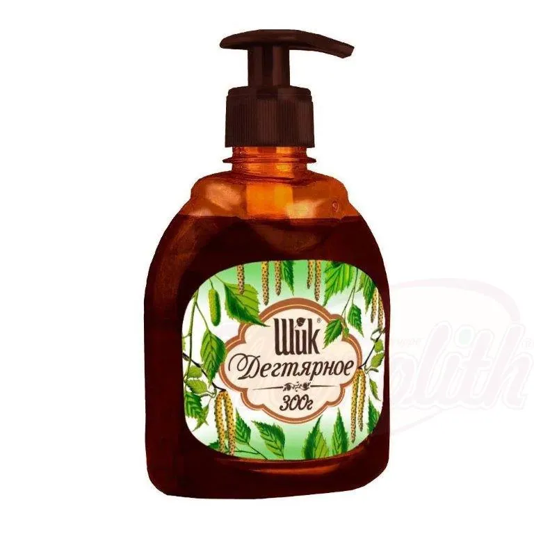Shik Savon liquide au goudron – Savon « Degtyarnoye » avec pompe distributrice, 300 ml
