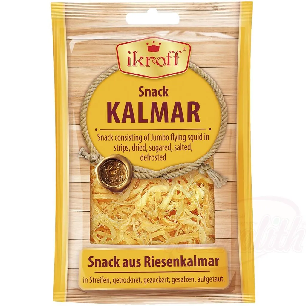 Snack de calmar géant (Dosidicus Gigas) en lamelles, séché, sucré, salé, décongelé