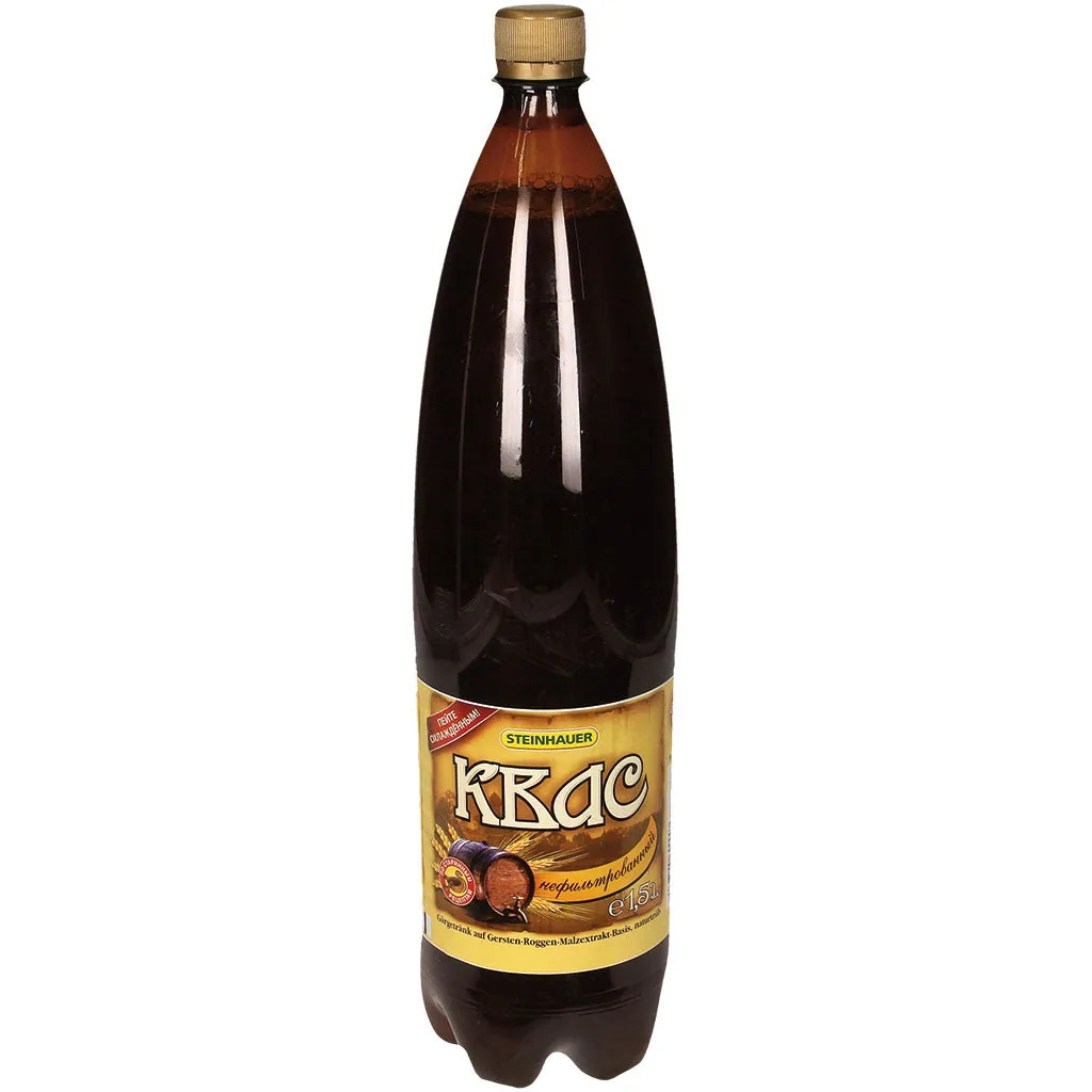 Steinhauer Kwas naturellement trouble – boisson fermentée pétillante au malt d’orge et de seigle 1,5 L