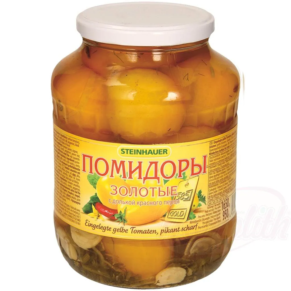 Steinhauer Tomates jaunes marinées "Pomidory zolotye" – piquantes, aneth & piment