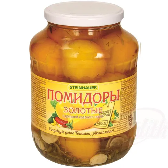 Steinhauer Tomates jaunes marinées "Pomidory zolotye" – piquantes, aneth & piment